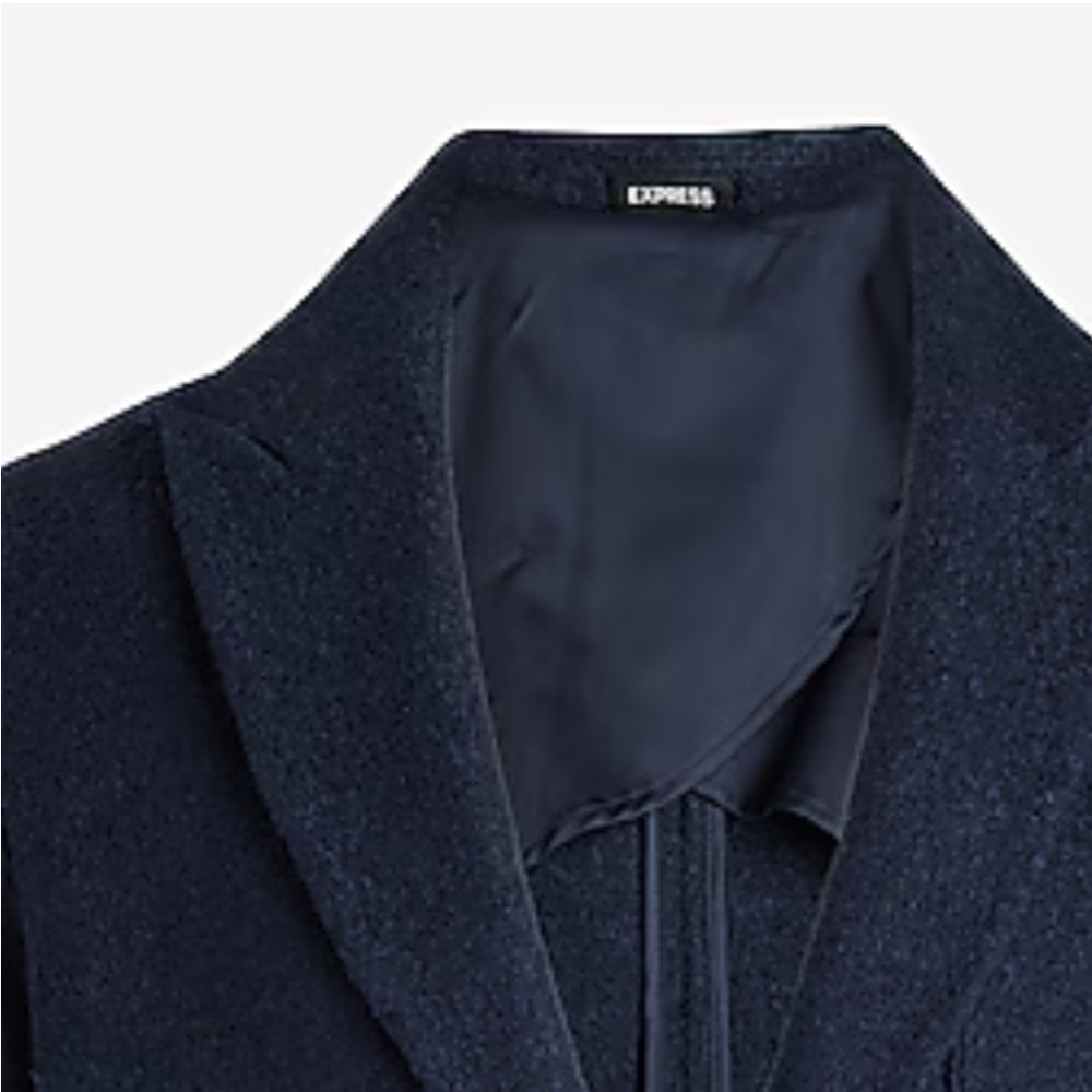 Men’s EXPRESS Slim Navy Textured Boucle Wool-Blend Blazer size 40s Slim - Picture 4 of 12